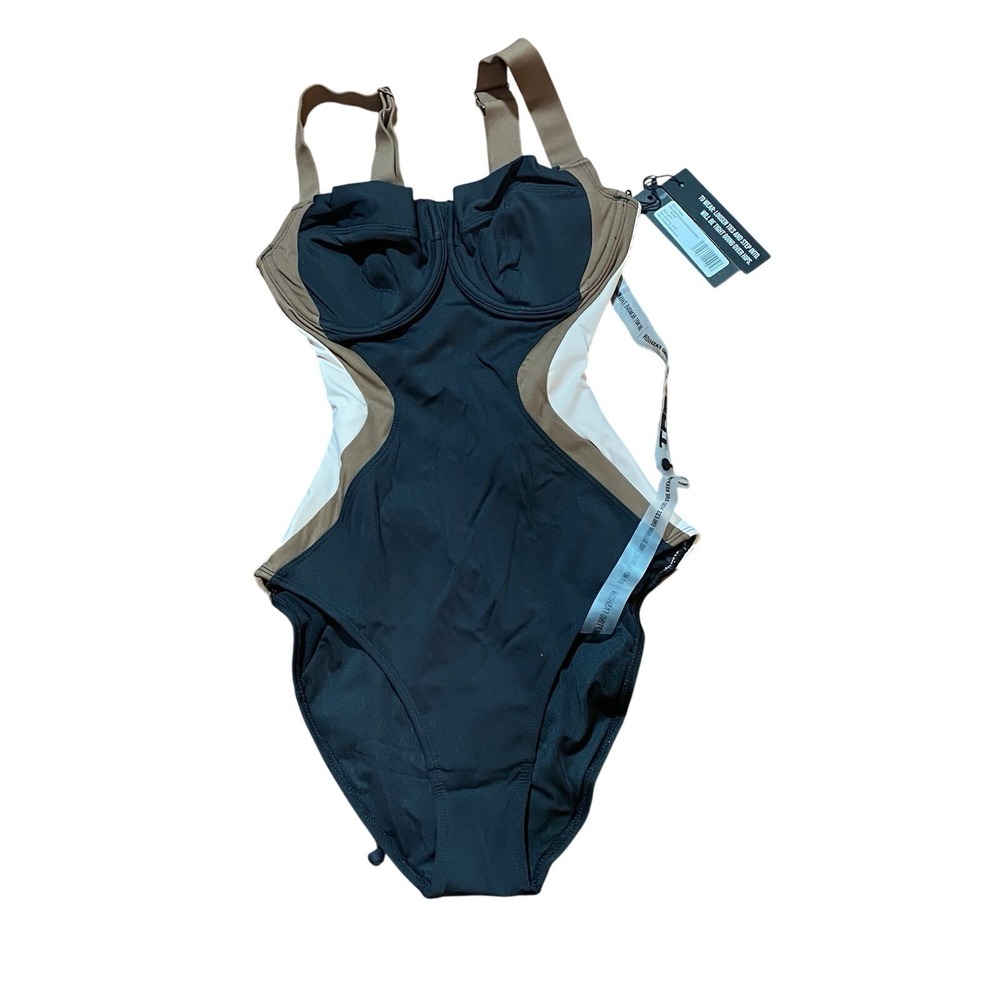 TA3 NWT Contour Black Mocha Peach Lifty One Piece Swimsuit Size XS XLong D/DD
